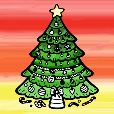 christmas tree with lots of details