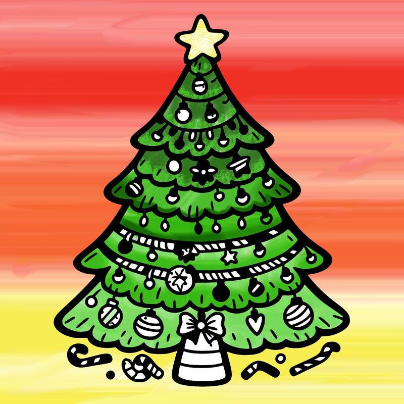 christmas tree with lots of details