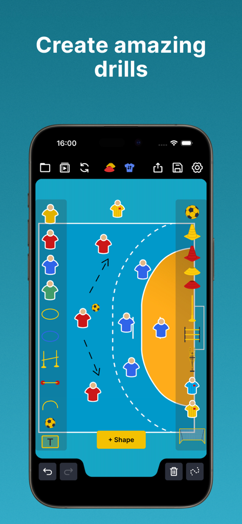 Coach Tactic Board: Handball - Handball coach tactic board app showing player movements and drills on a digital court
