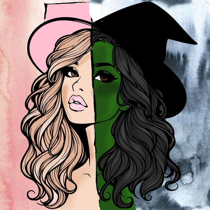 realistic witch girl with wavy hair and lips