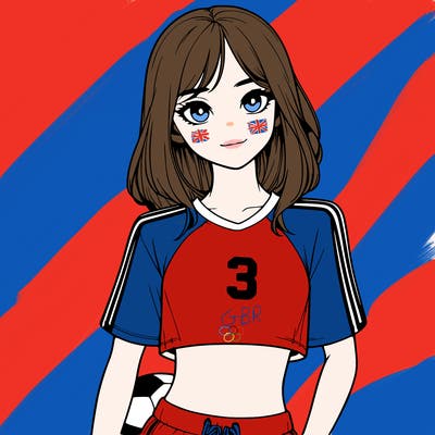 realistic girl wearing soccer jersey