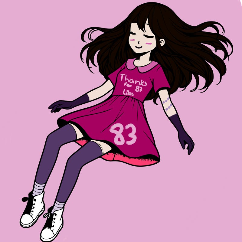 realistic girl floating