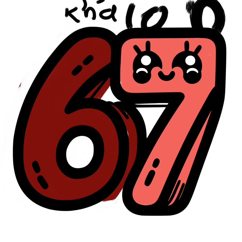 the numbers 67