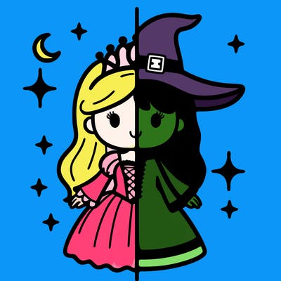 split princess and witch