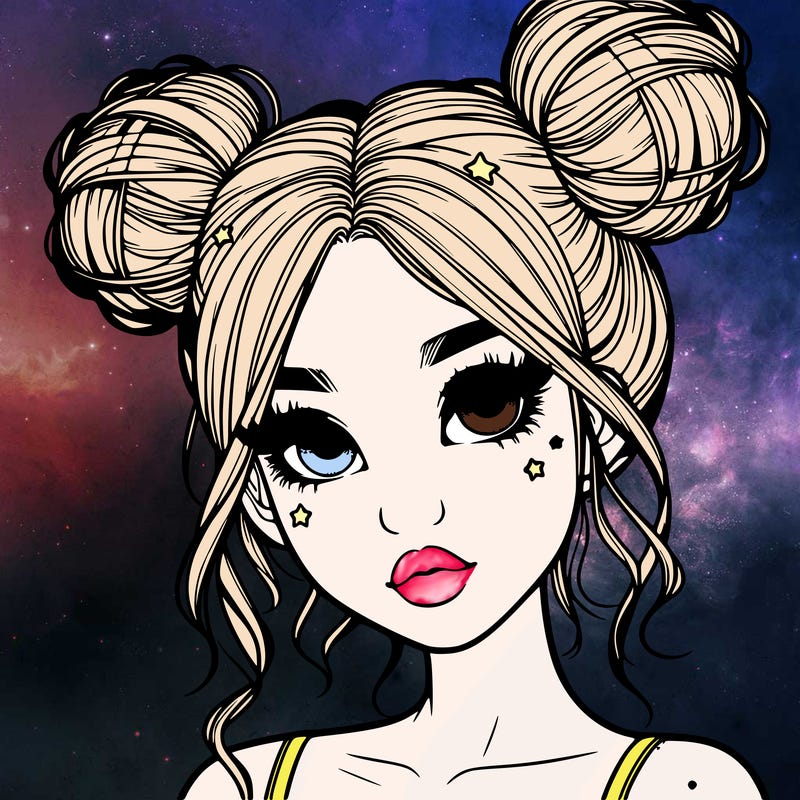 realistic girl with space buns