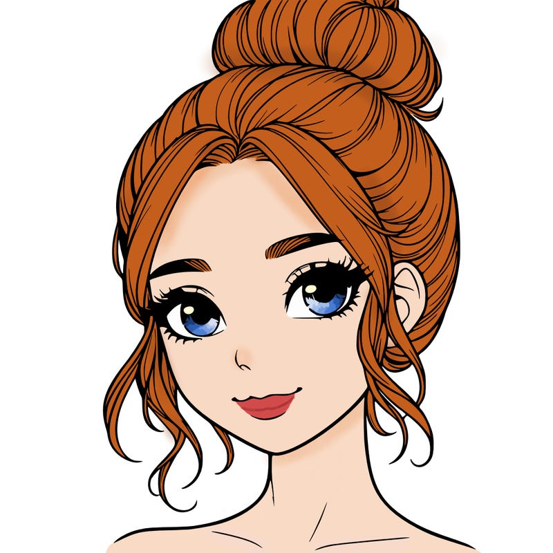 realistic pretty girl with hair in bun
