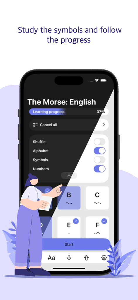 Code Morse - Code Morse app interface showing letters and learning progress