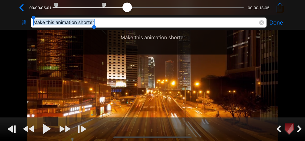 CinePlay - Leitor de vídeo profissional CinePlay mostrando uma anotação de marcador de texto para feedback específico de quadro com timecode