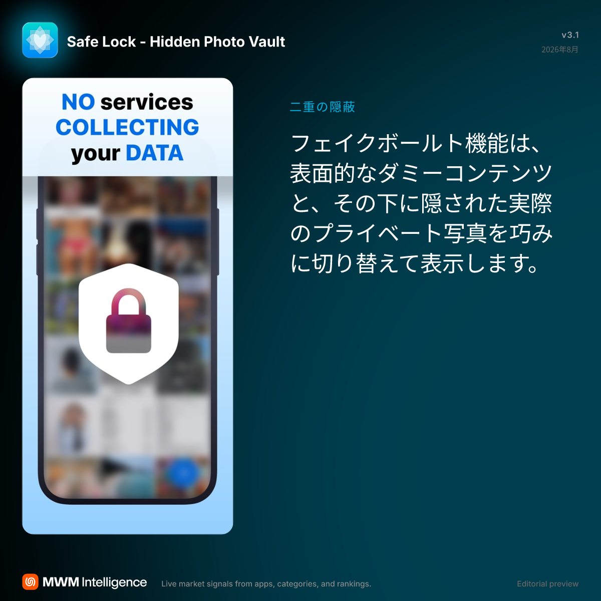 写真保存 ー 秘密のアルバムやフォルダをロックする。 - 写真／ビデオ