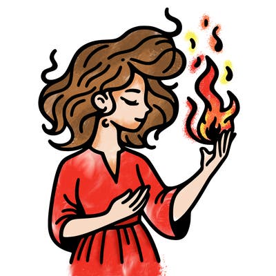 woman with fire