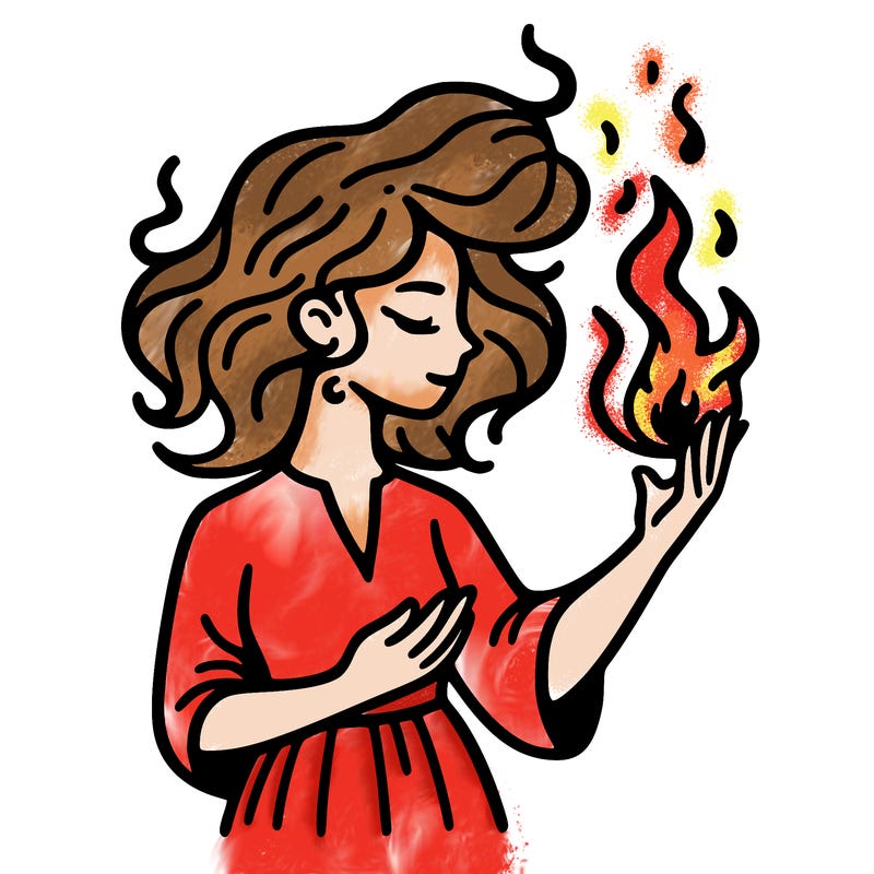 woman with fire