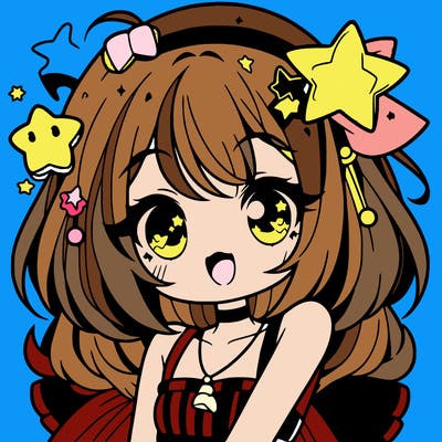 cute anime girl with star accessories