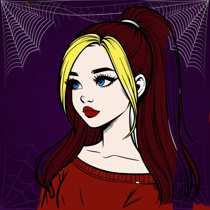 realistic girl with a high ponytail