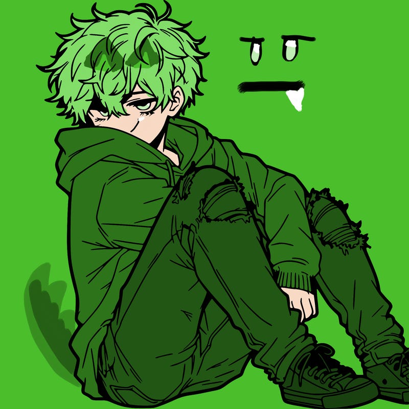a male hoddie ripped jeans messy hair anime
