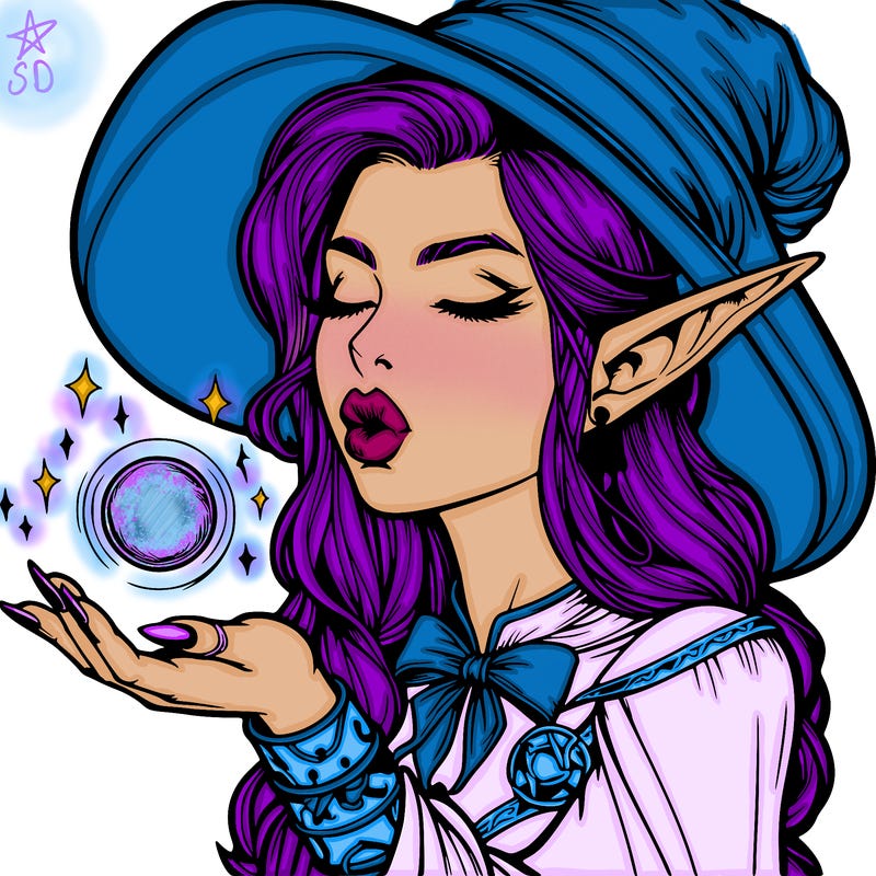 realistic elf casting a spell with lips