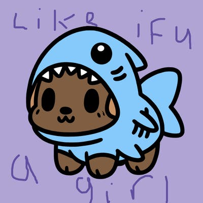 cute dog wearing a shark costume