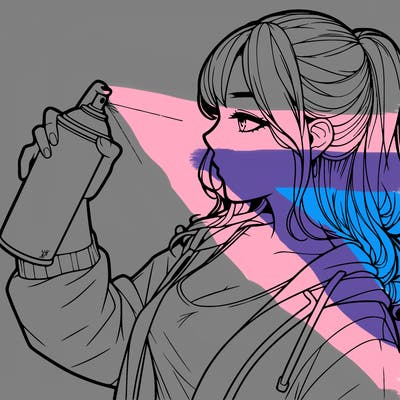 a realistic girl spray, painting