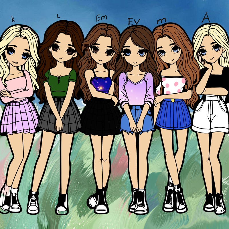 a group of girls realistic