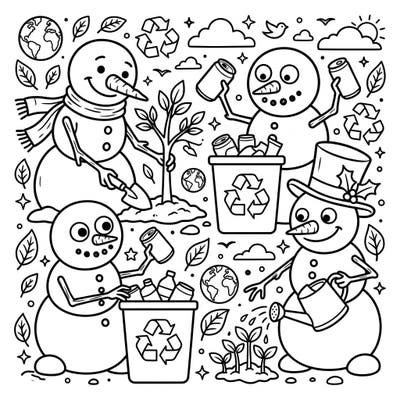 Get ready for a heartwarming and humorous Earth Day with our comical snowmen! This delightful coloring page invites you to bring vibrant life to their planet-saving adventures.