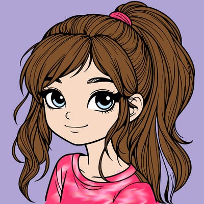 realistic girl with ponytail