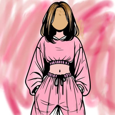 realistic girl faceless with baggy pants and a crop top