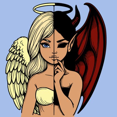 realistic angel half demon