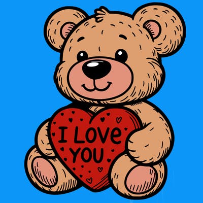 teddy bear holding an i love you heart