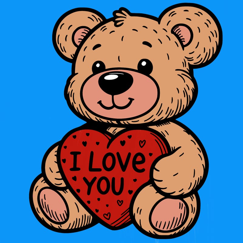 teddy bear holding an i love you heart