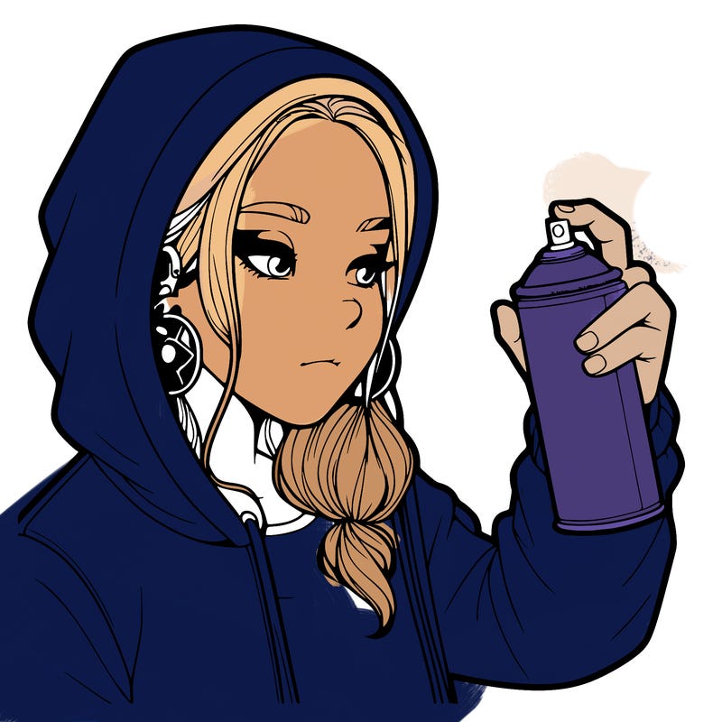 a realistic girl, spray painting