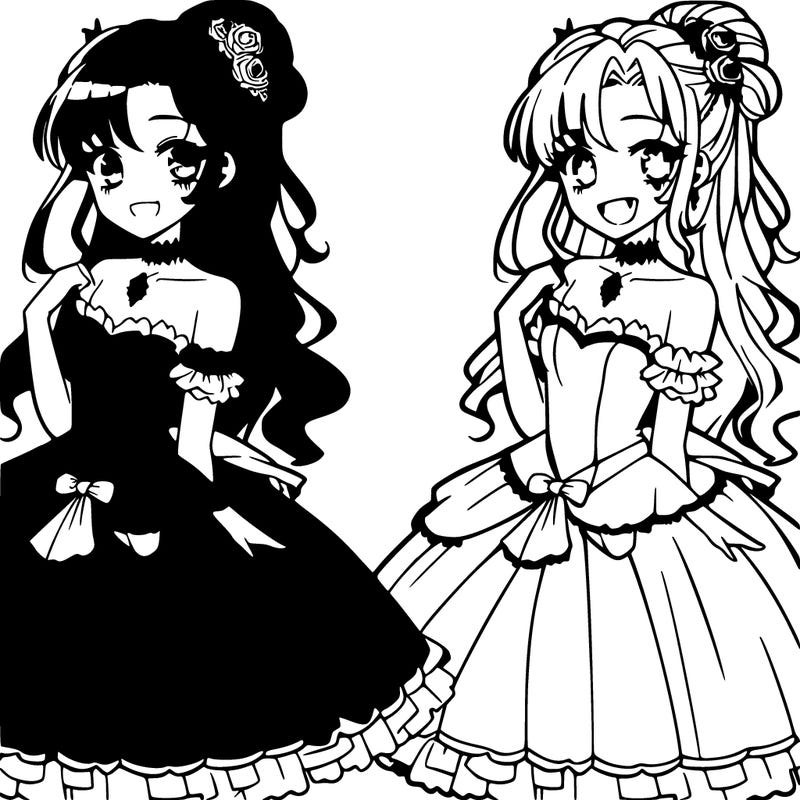 teen vampire girl in a ball dress anime