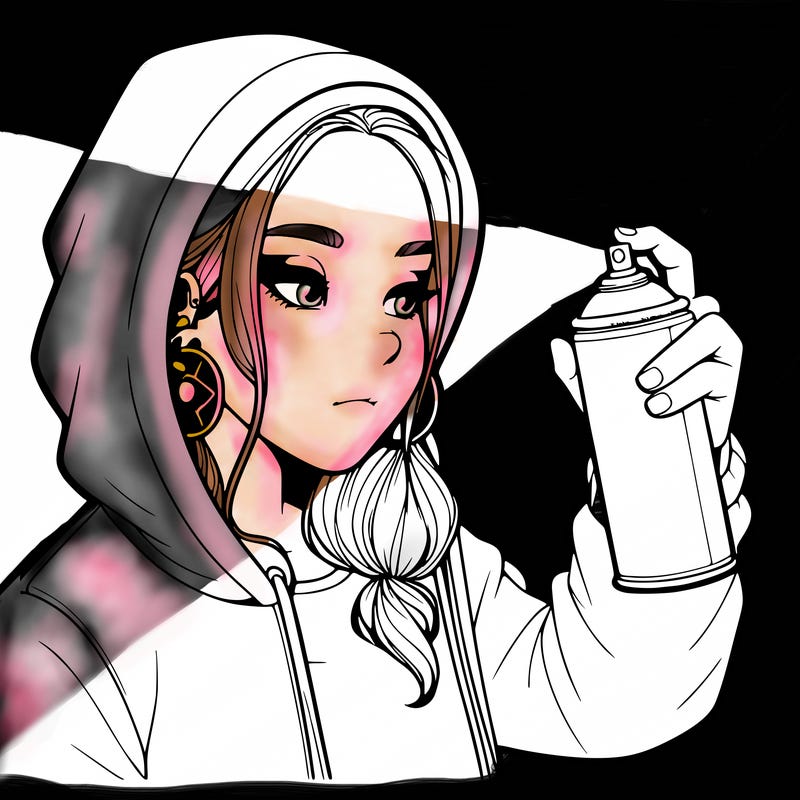 a realistic girl, spray painting