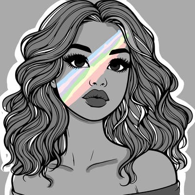 realistic girl with wavy hair and lips