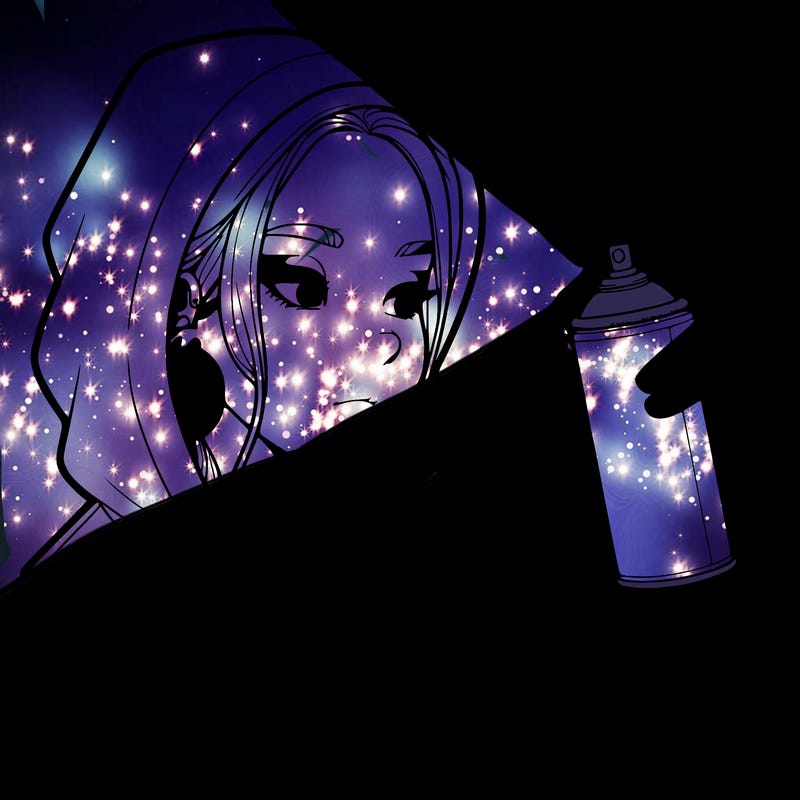 a realistic girl, spray painting