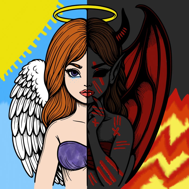 realistic angel half demon