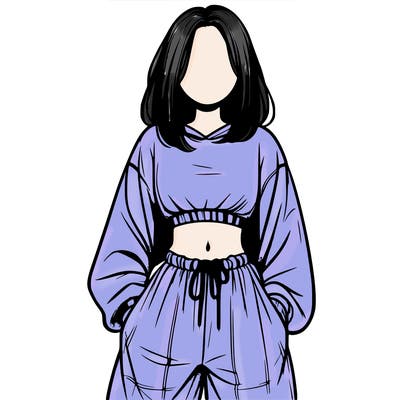 realistic girl faceless with baggy pants and a crop top