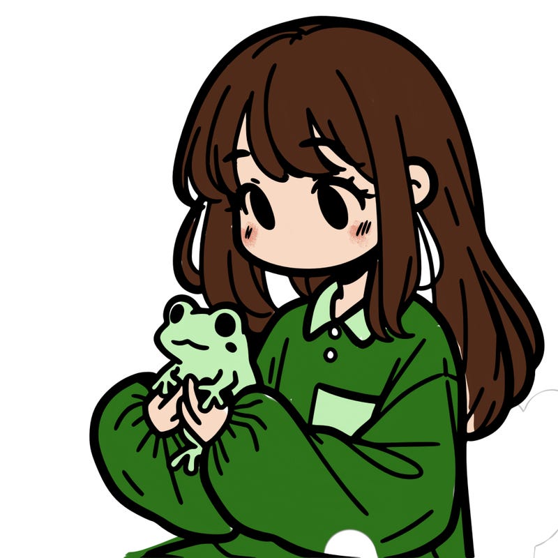 girl with long hair and a oversized shirt. and she is holding a frog
