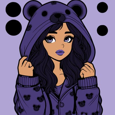realistic girl in a animal pjs hoodie