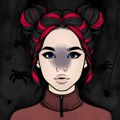 realistic woman that has space buns