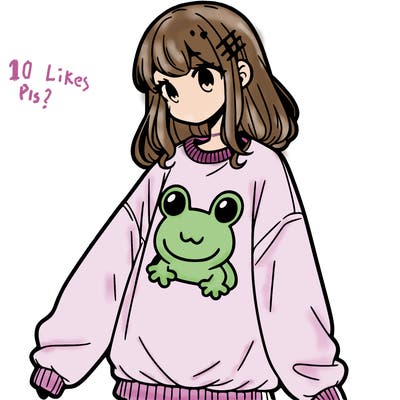 girl wearing frogging sweatshirt
