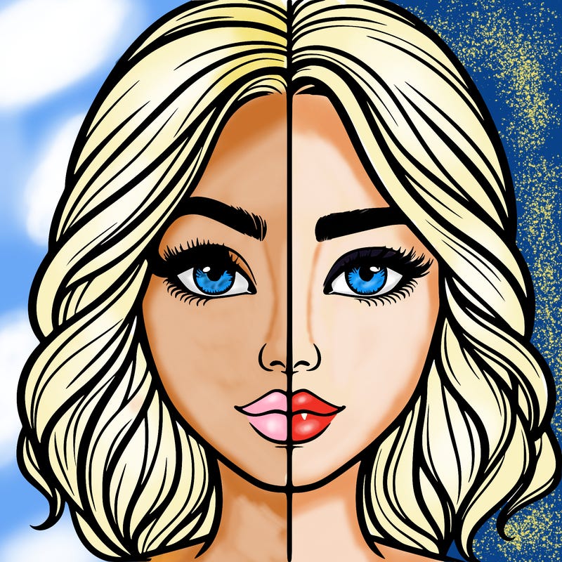 realistic girl split half