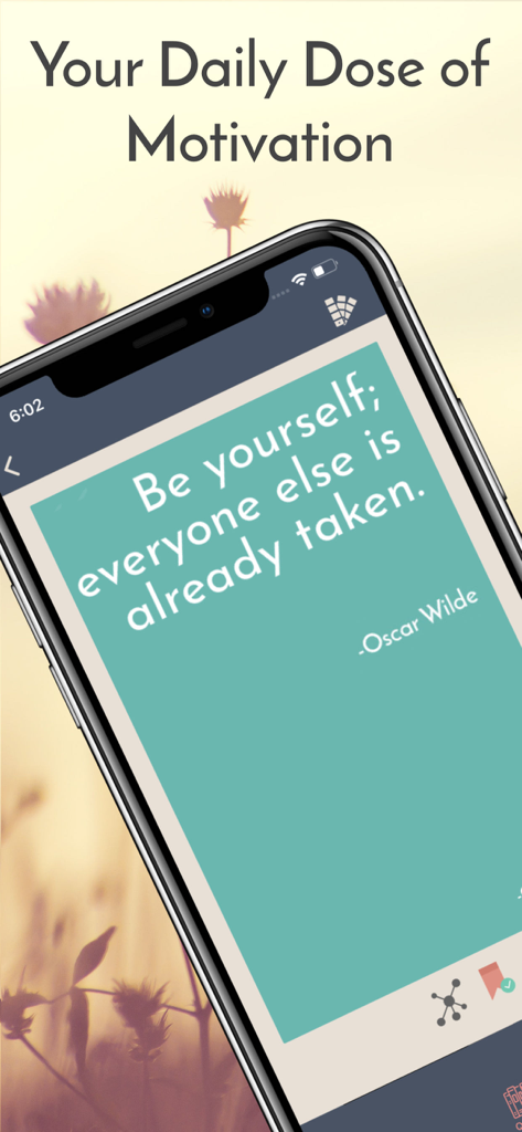 Quote of the Day+ - オスカー・ワイルドの毎日のモチベーション引用を表示するスマートフォン画面 (Quote of the Day アプリより)。