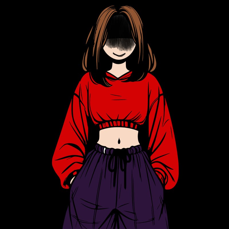 realistic girl faceless with baggy pants and a crop top