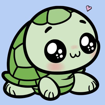 cute little animated turtle