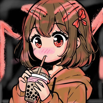 manga girl drink boba