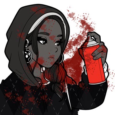 a realistic girl, spray painting