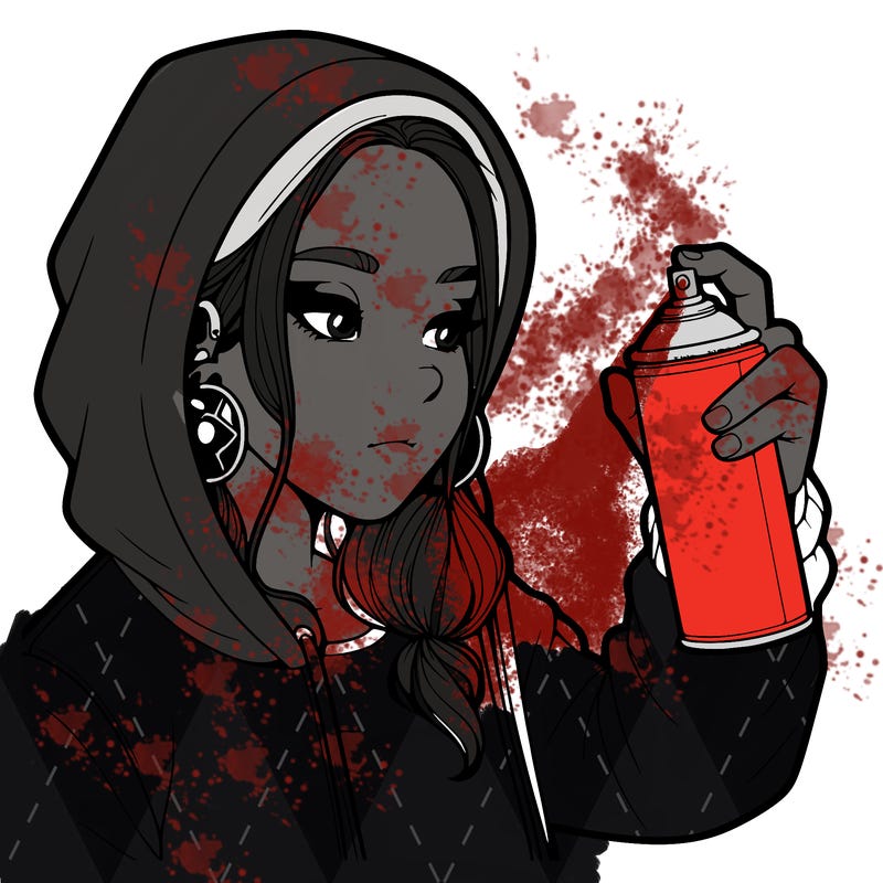 a realistic girl, spray painting