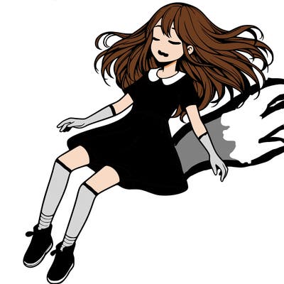 realistic girl floating