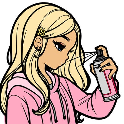 a realistic girl spray painting