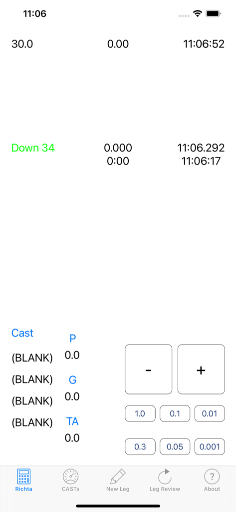 Richta - Richta Rally Calculator interface showing road rally time speed and distance data