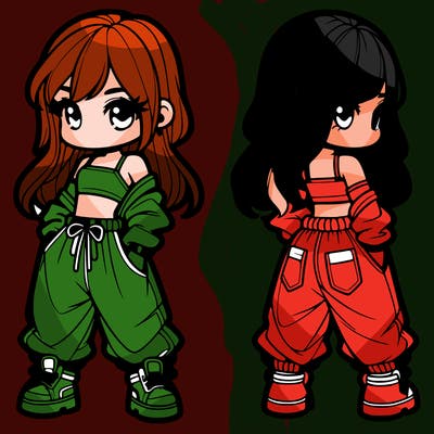 girl in crop top and baggy pants